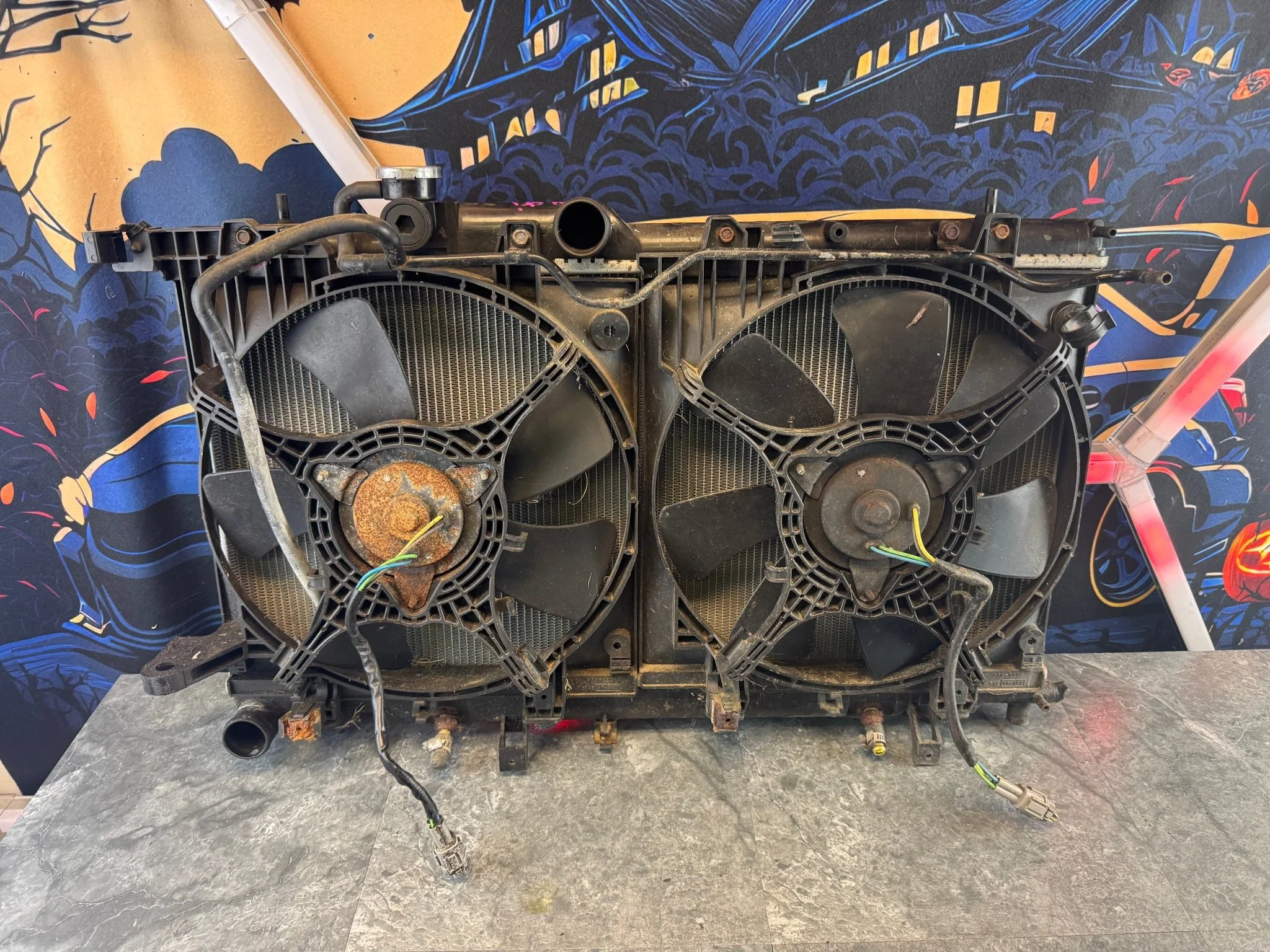 2002-2005 Subaru WRX STi OEM Radiator Assembly Fan Shroud D5