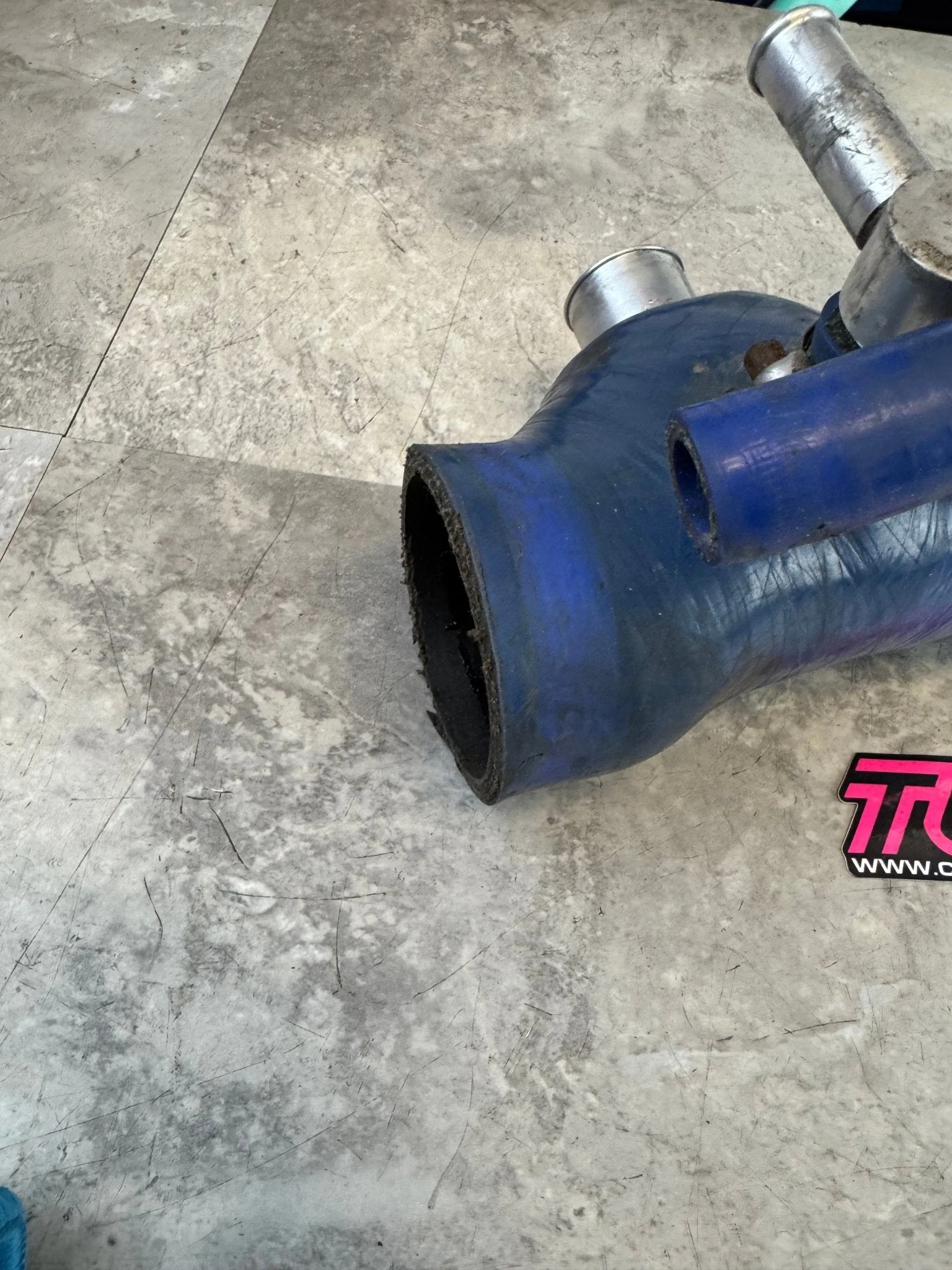 2002-2007 Subaru WRX 2004-2021 Subaru STi Perrin Silicone Turbo Inlet Blue N2 - Image 3