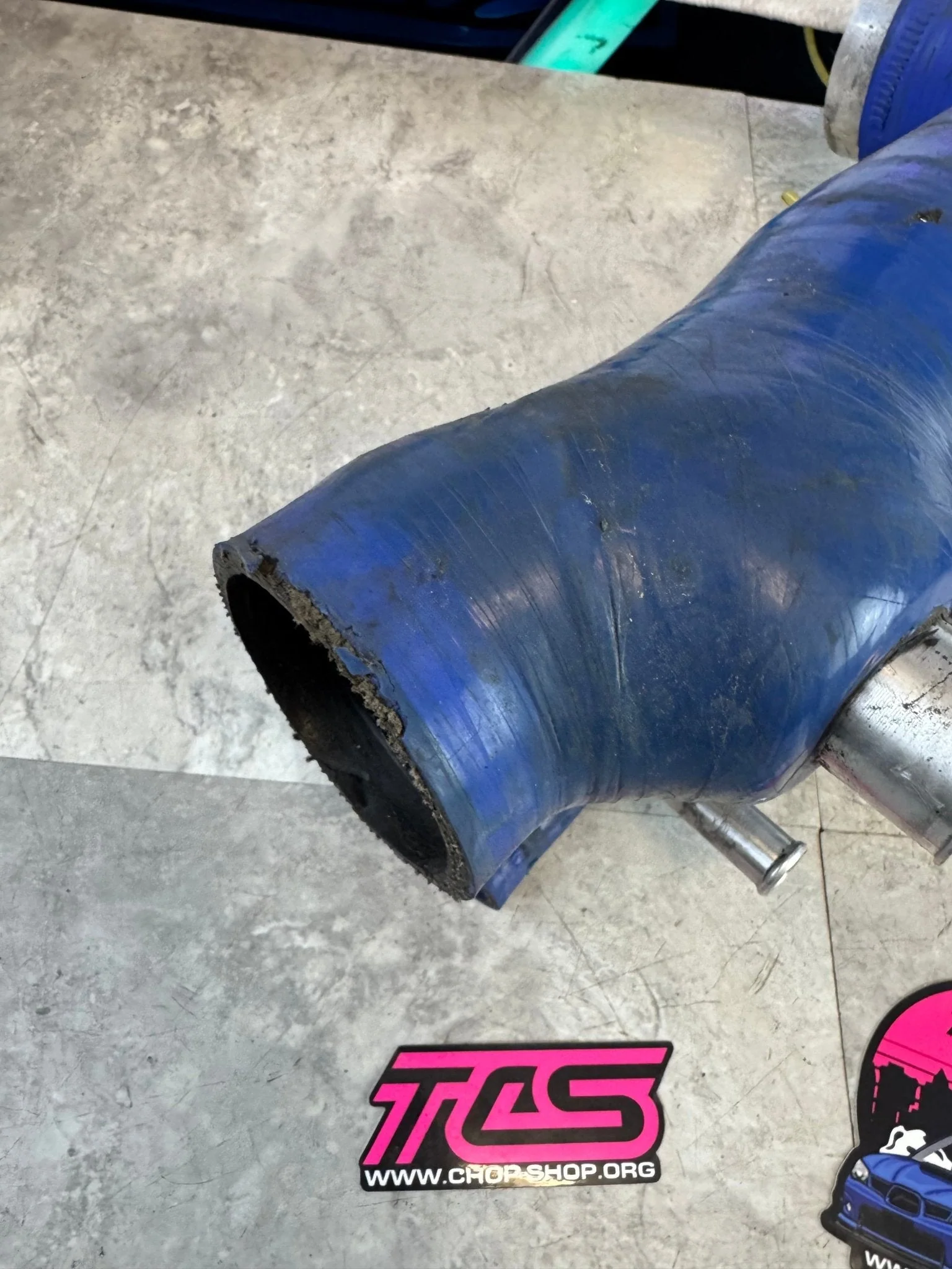 2002-2007 Subaru WRX 2004-2021 Subaru STi Perrin Silicone Turbo Inlet Blue N2 - Image 4