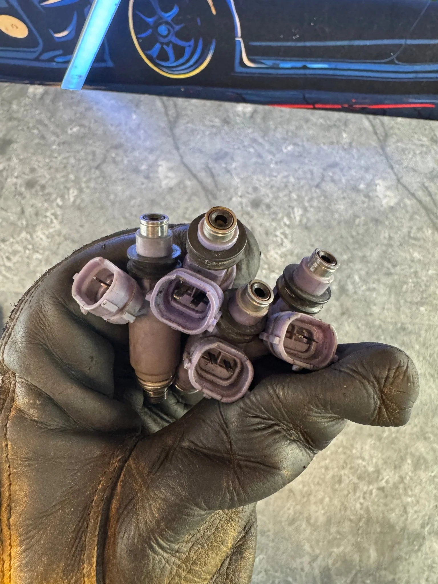 2002 Subaru Impreza WRX OEM -05 Top Feed Fuel Injectors Light Blue X4 J3 - Image 3