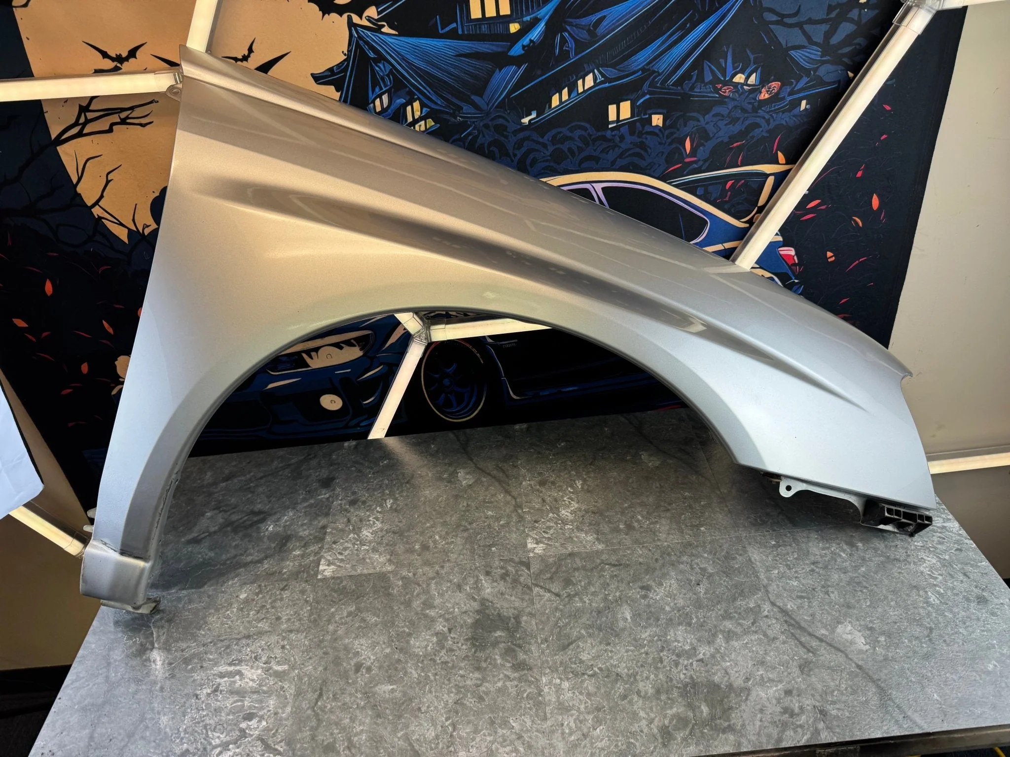 2004-2005 Subaru WRX STi PSM Platinum Silver Metallic OEM Passenger Side Fender