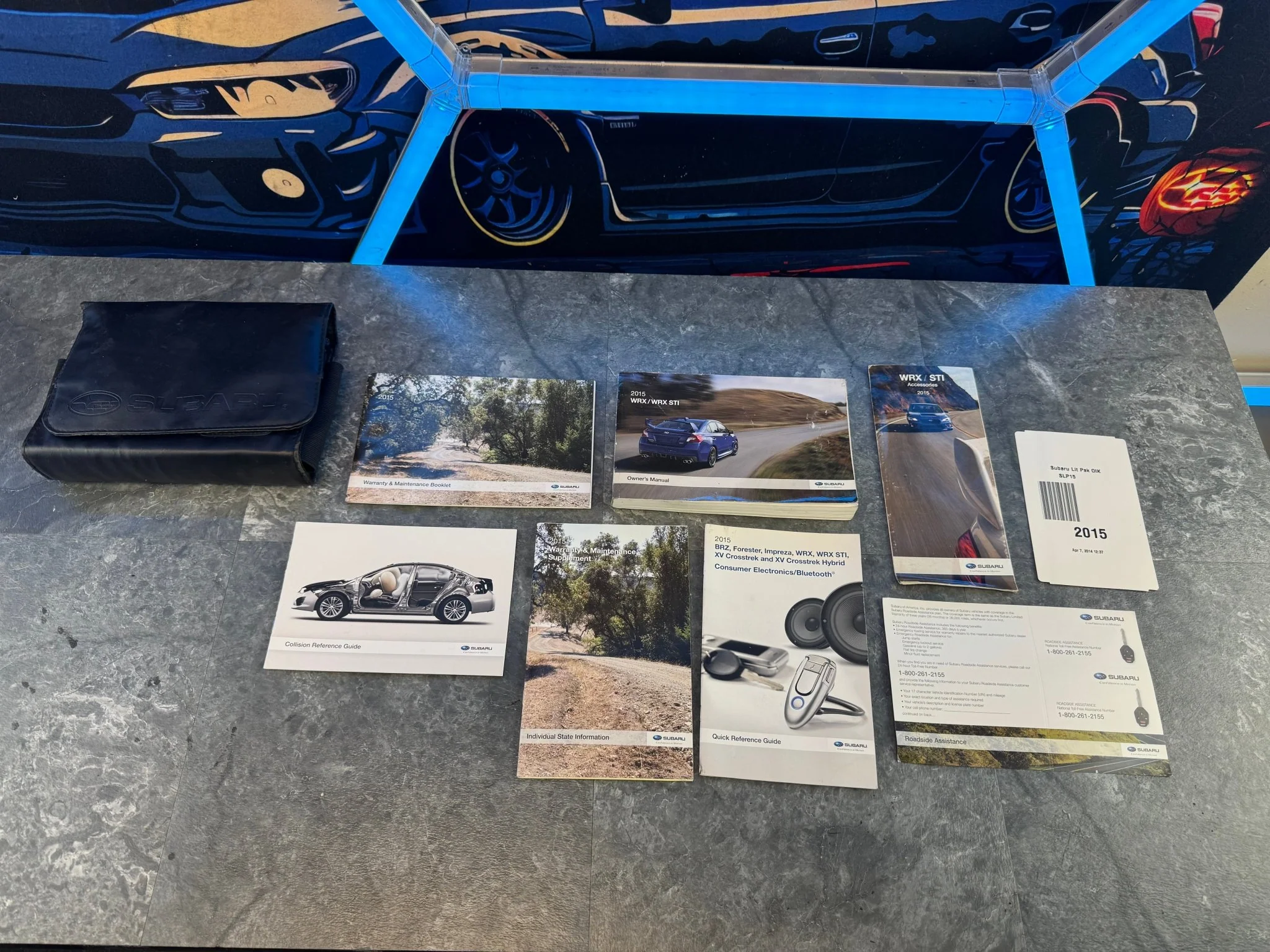 2015 Subaru WRX STi OEM Owners Manual Leather Booklet Information Cards G2 - Image 2