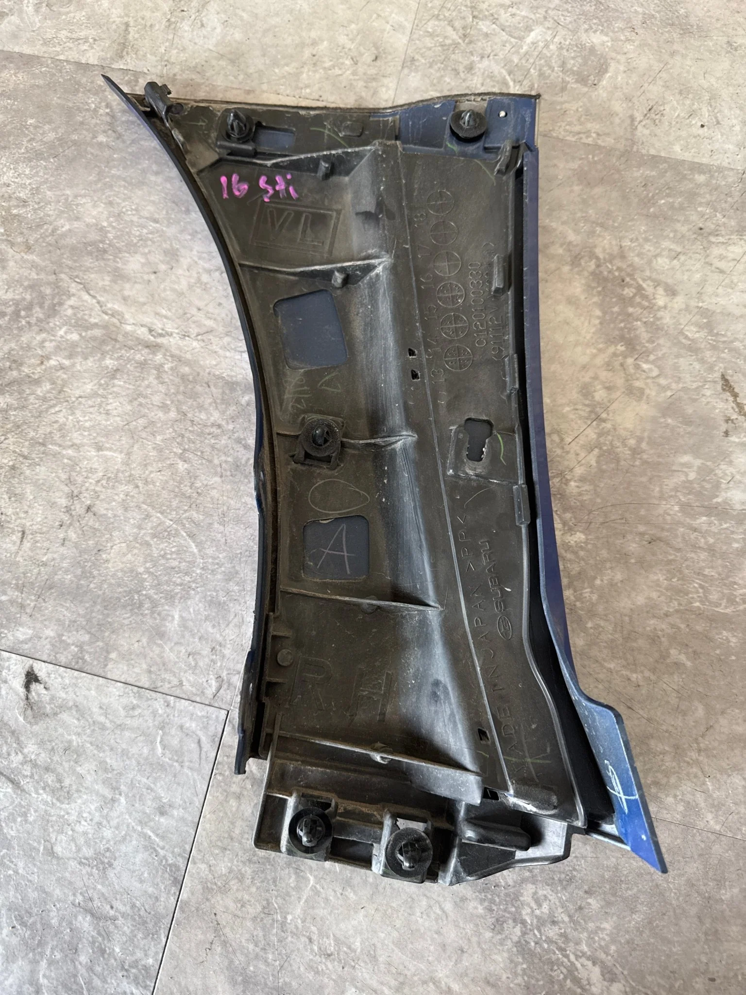 2019-2021 Subaru WRX STi Right OEM Fender Molding (K7X Blue) WRB J3 - Image 5