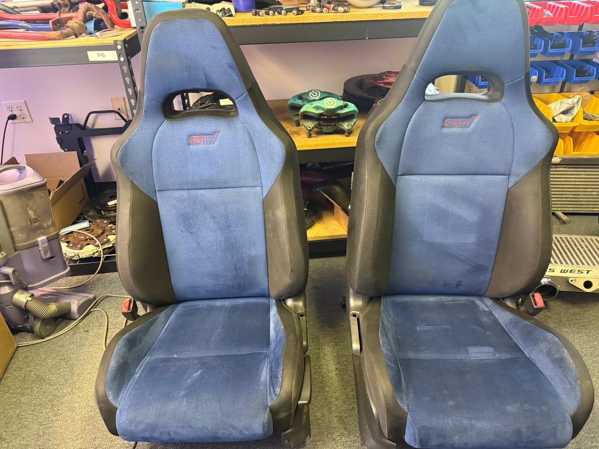 SUBARU STi Front Rear Seat Set WRX Swap OEM Alcantara 2002-2007 Pink Logo - Image 13