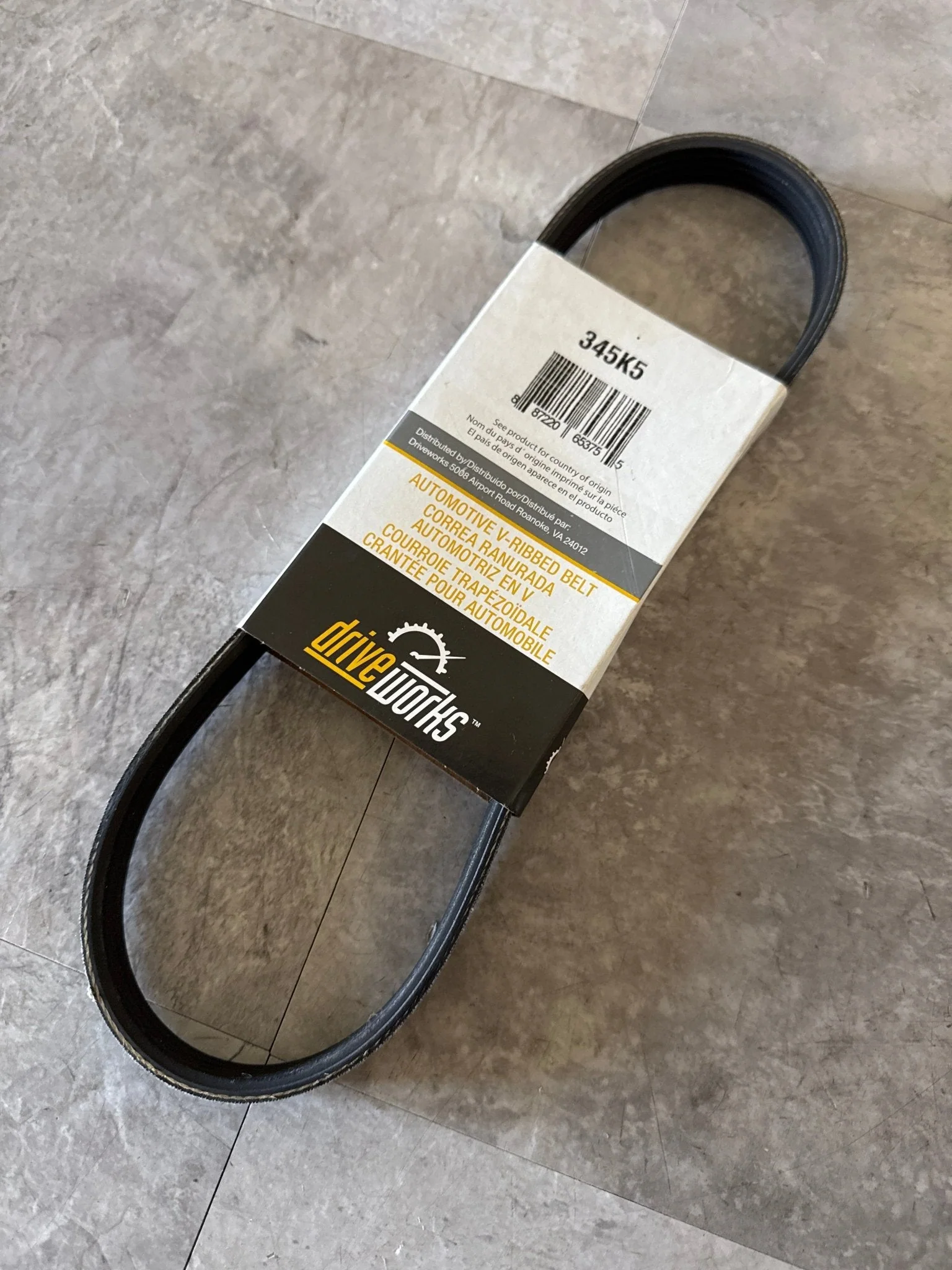 Serpentine Belt- Carquest/driveworks 345k5 C3