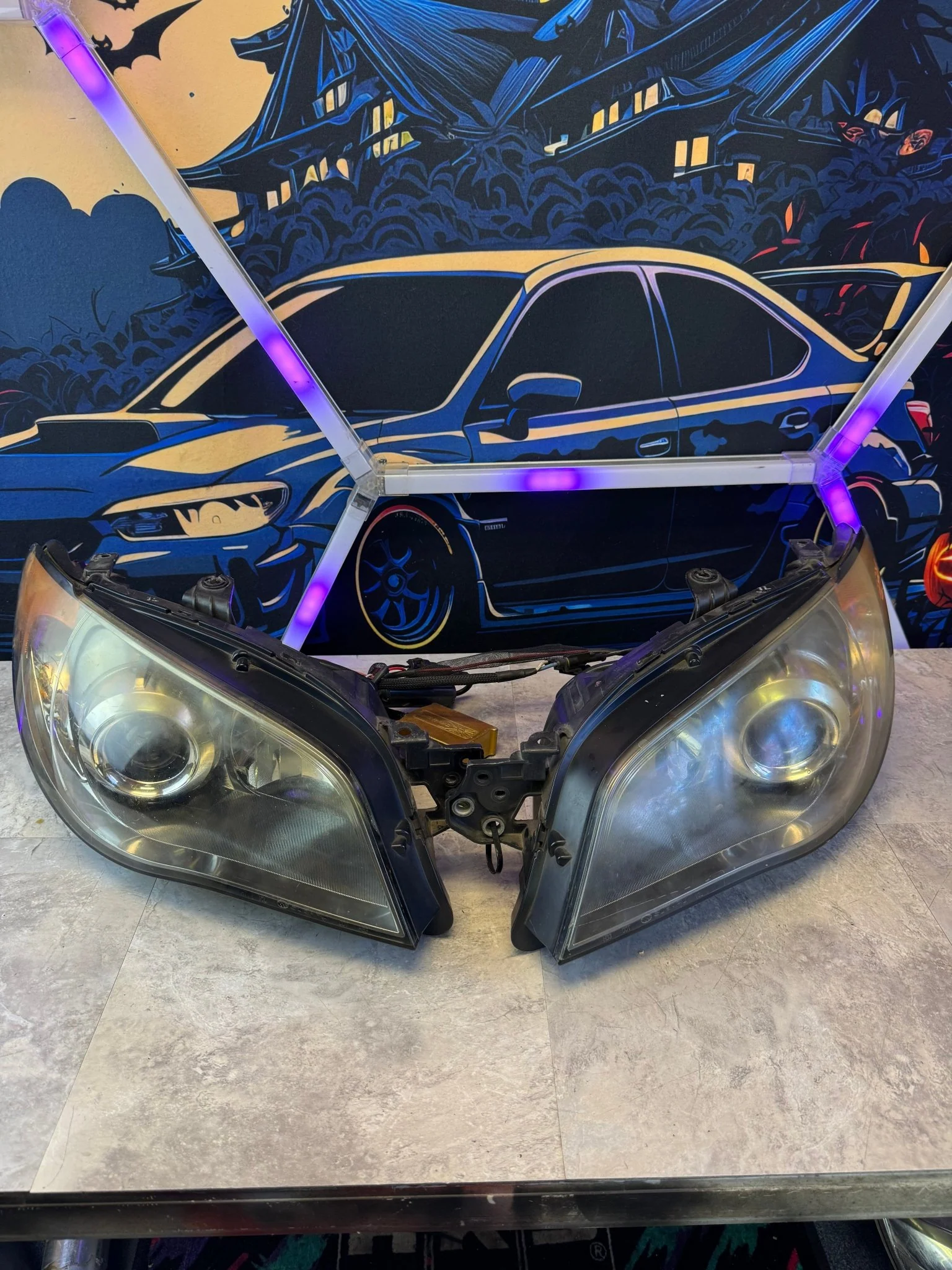 2006-2007 Subaru Impreza WRX STi OEM Headlight Pair Assembly HID Module B4